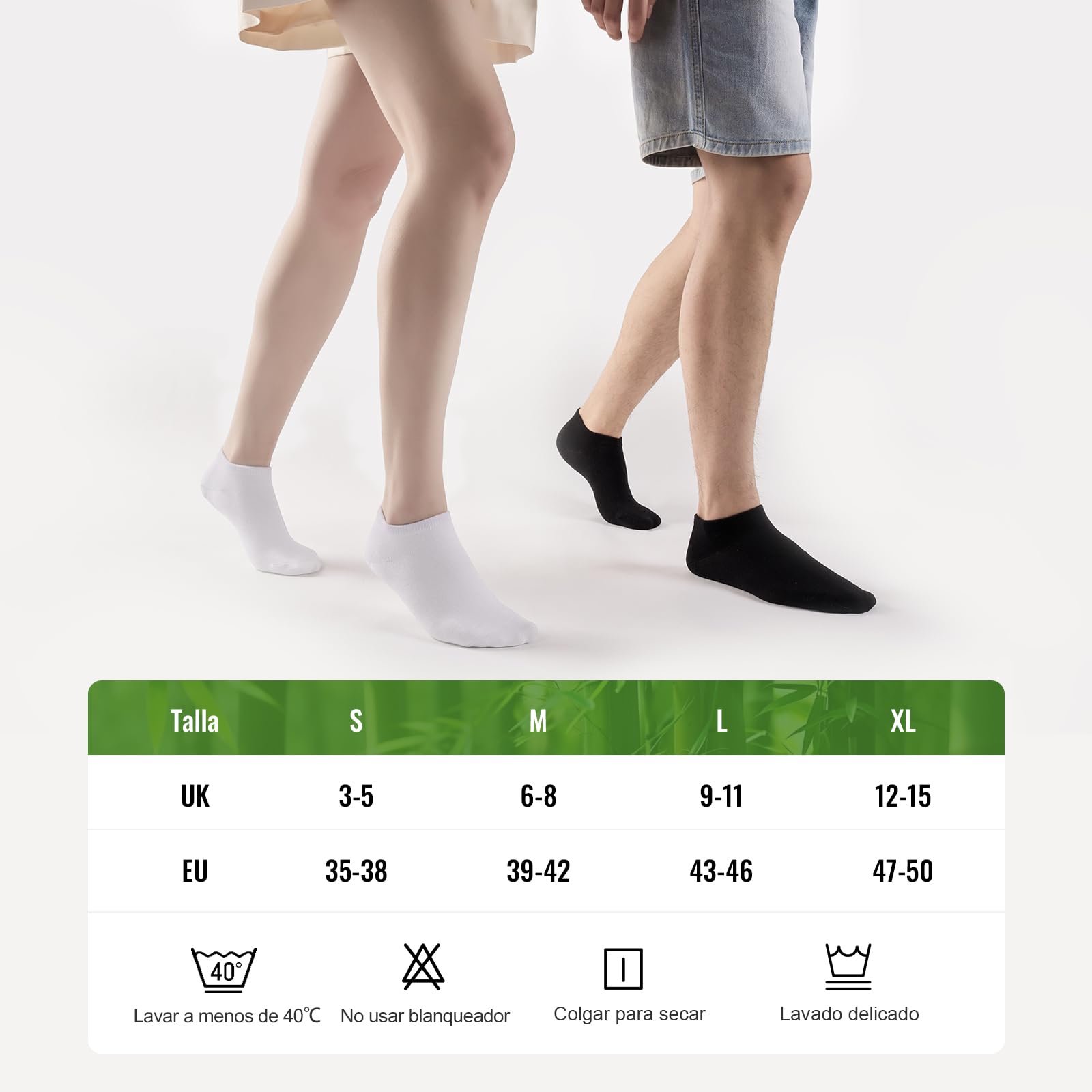 10/20 Pares Calcetines Tobilleros Hombre Mujer De Bambú – Calcetines Cortos Hombre Verano, Absorción Humedad, Ultra Suaves, Transpirables, Anti-Sudor, Negro | Blanco | Gris | Azul