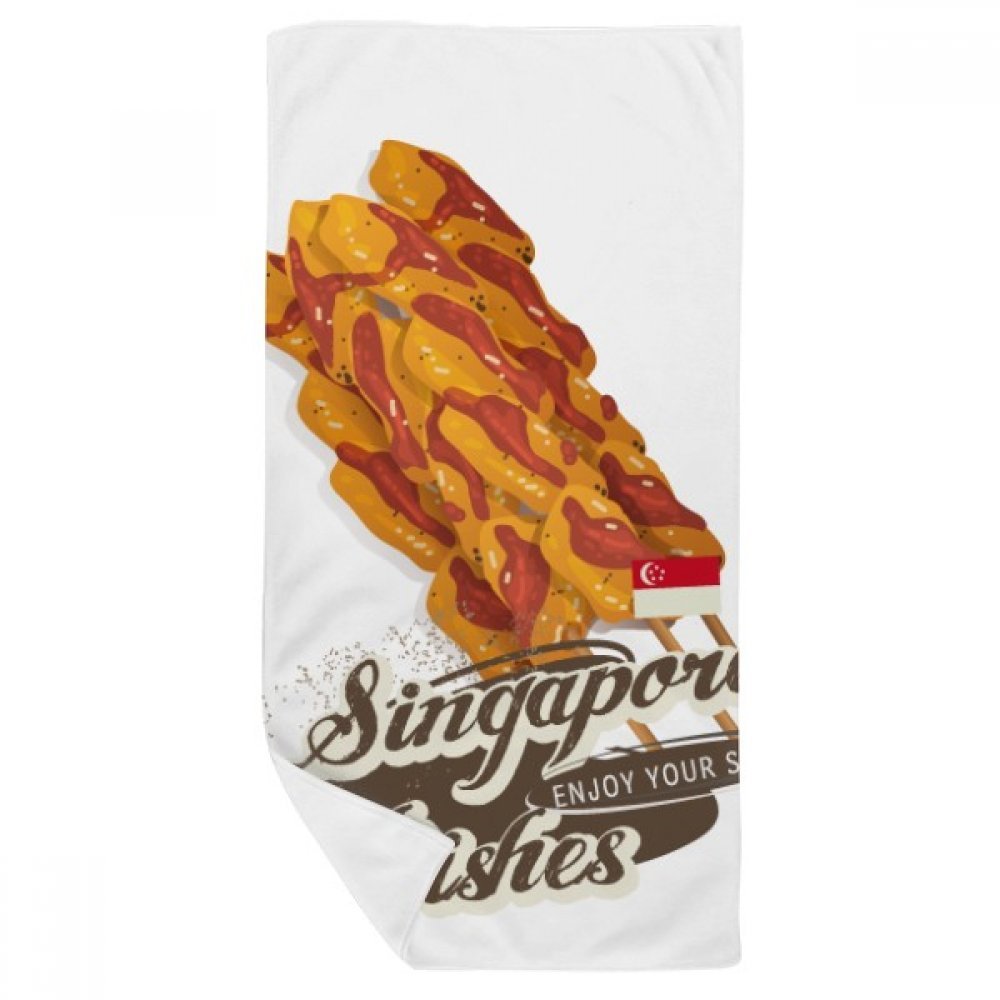 Serviette de bain Singapour Satay multicolore en coton doux 35x70cm pour le quotidien