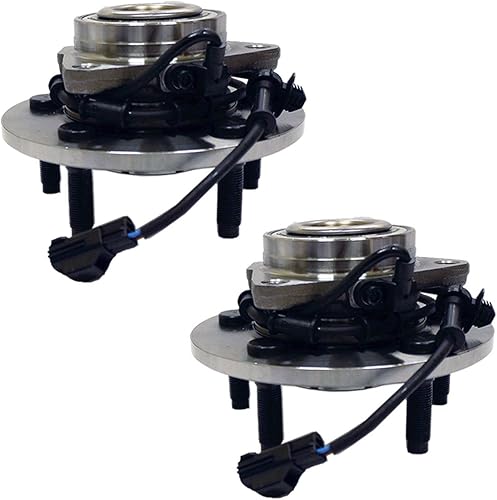 Cojinete de rueda delantera y conjunto de cubo (paquete de 2) con ABS y 5 lengüetas – Reemplazo para 515073 – Compatible con Ram 1500 4WD 2002-2005