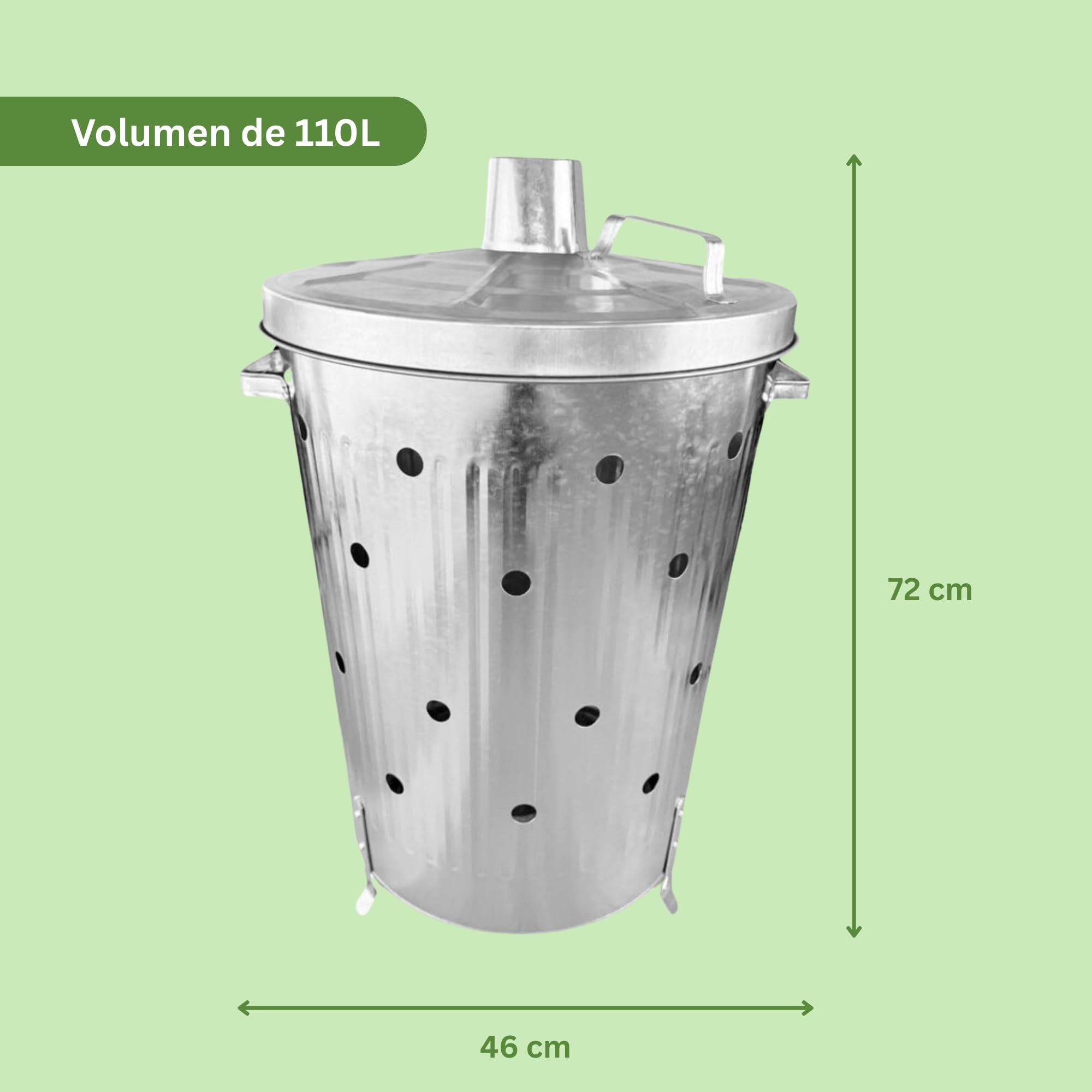 Rori Cubo de fuego XL para residuos de jardín con tapa, redondo, 110 l