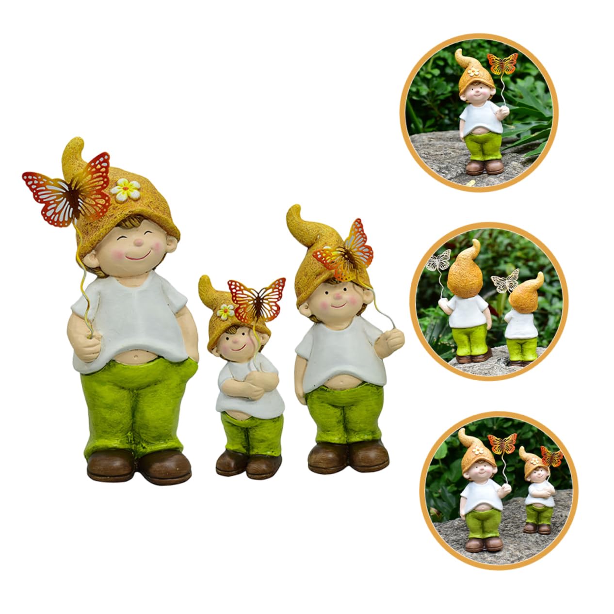 Uroczy Ogrodowy Krasnal Figurka 3szt Ceramiczna Figurka Krasnala Do Dekoracji Na Zewnątrz/wewnątrz