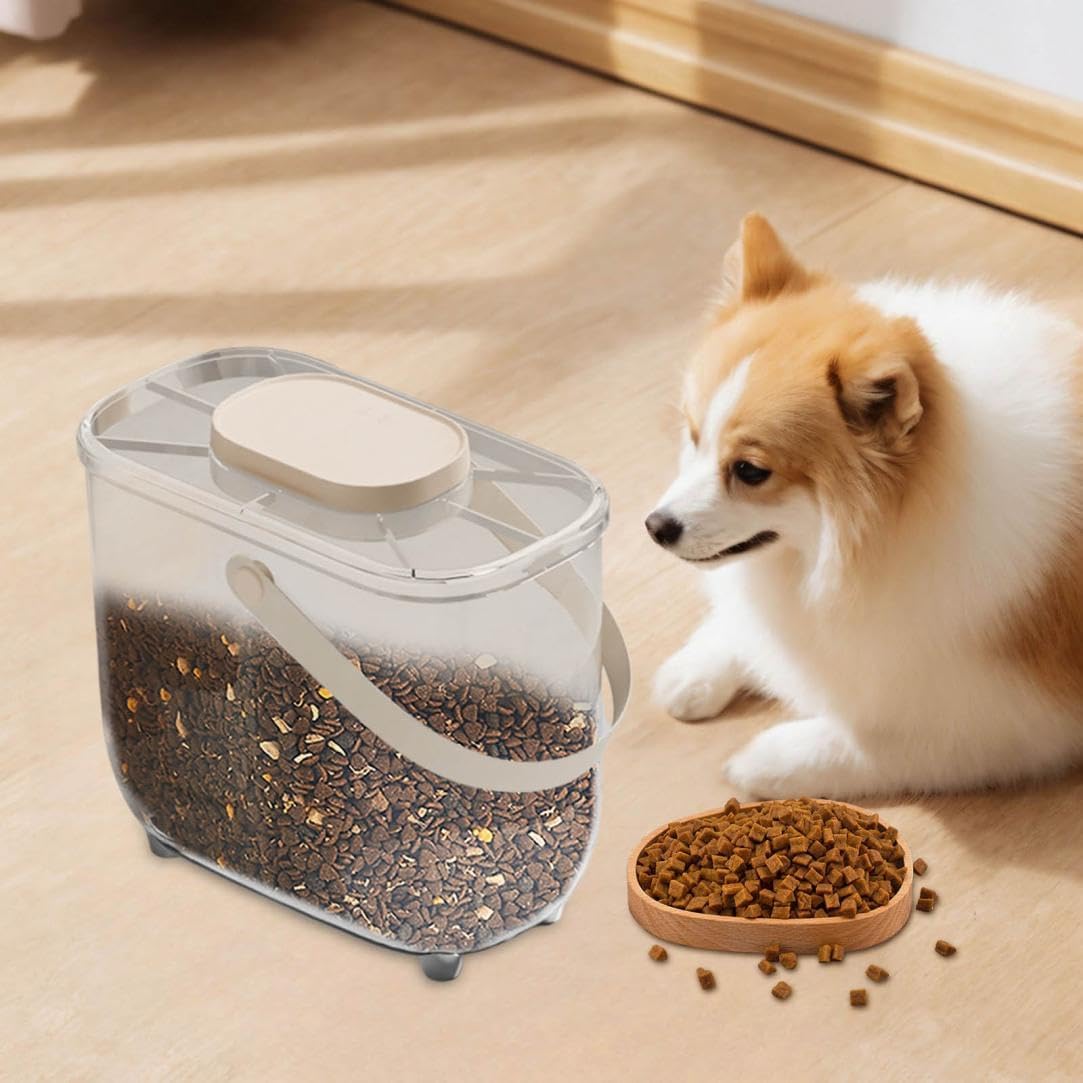Vacuum Seal Pet Food Container, 11-13 Lbs Dog Food Container, Airtight Large Capacity Cat and Dog Food Storage Bin with Intelligent Vacuum Technology, for Keeping Pet Food Fresh (White)