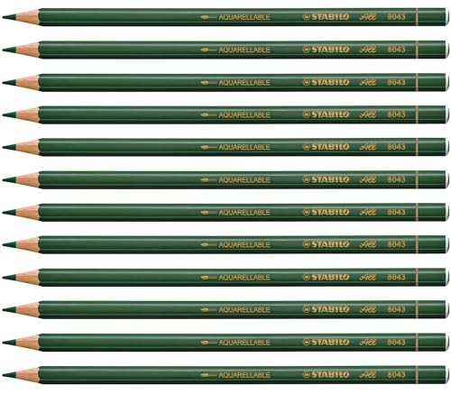 Boîtier de 12 crayons de couleur toutes surfaces STABILO vert - Import Allemagne