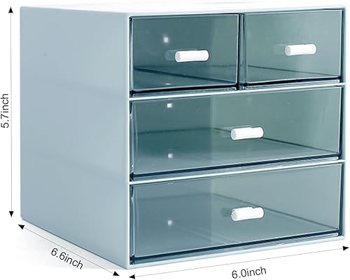 Miniatura 3 de Organizador de maquillaje, organizador de escritorio con 4 cajones, almacenamiento de artículos diversos, caja de almacenamiento de cosméticos de