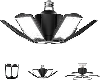 LED Garage Light Bulb 15000LM - 360° Adjustable 6+1 Deformable Panels, E26/E27 Garage Led Ceiling Lights Screw-in, 6500K Daylight for Basement/Workshop/Attic/Laundry Room