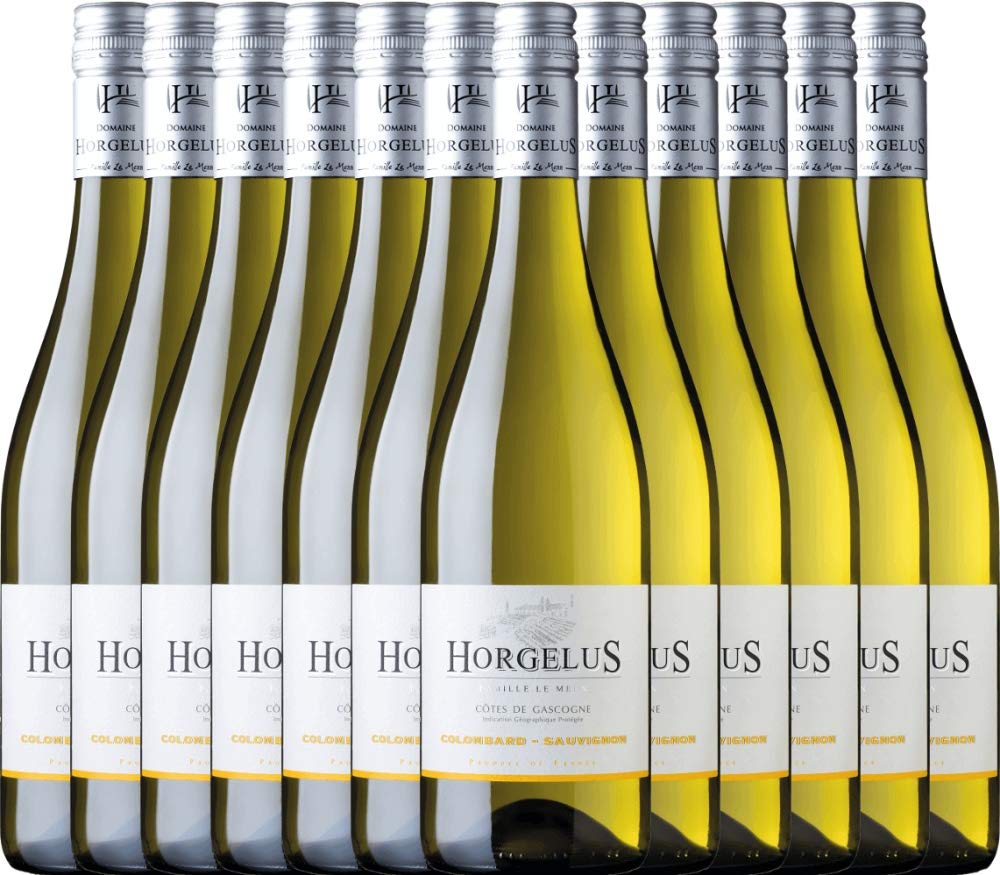 12er Paket - Horgelus Blanc - Domaine Horgelus mi | trockener Weißwein | französischer Sommerwein aus Sud Ouest | 12 x 0,75 Liter
