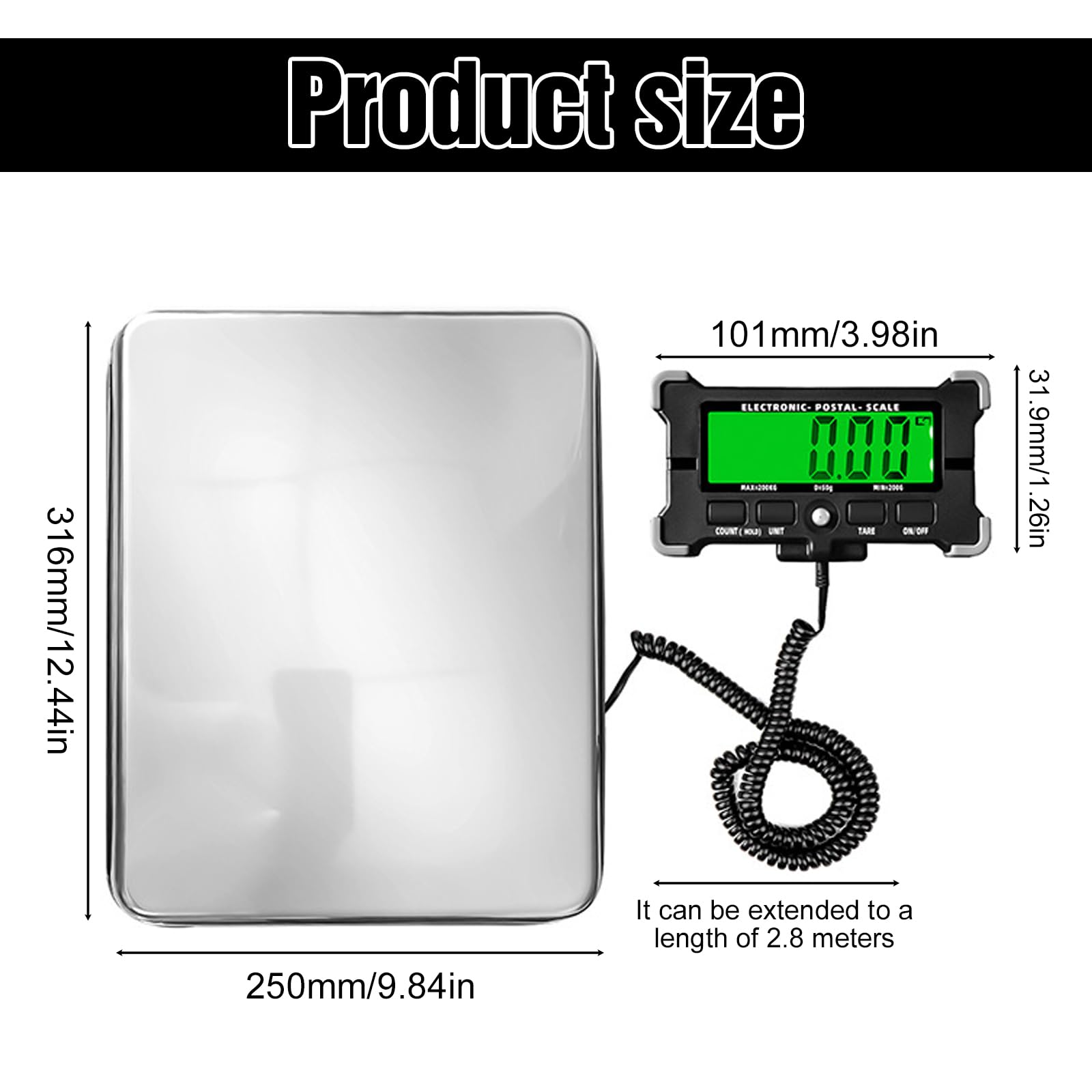 Balance Colis, Balance Professionnelle, 200kg/50g Haute Précision Pese Colis Avec Fonction Hold/Tara, Balance Postale Digitale Avec Écran LCD Pour Industrielle, Bagages, Bureau, Voyage