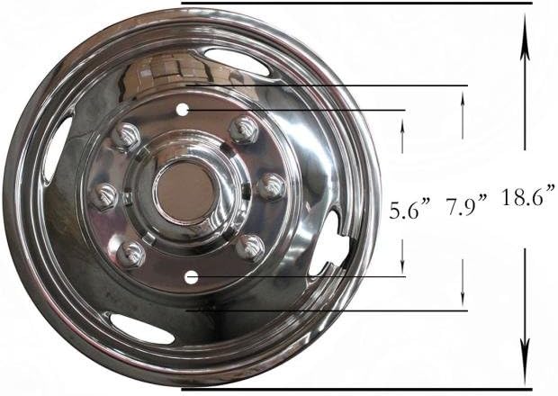 VioGi Fit 4pcs Front+Rear Polished Stainless Steel 17" Dually 8 Lug 4 Hand Hole Wheel Simulators Hub Caps Skins Liners Covers w/Installation Kits & Tools : Automotive