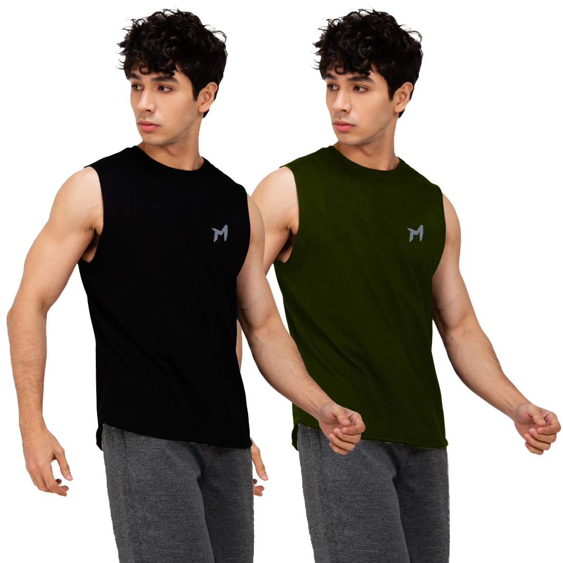 mebadass Solid Sleeveless Cotton Regular Fit Mens Stylish Top Tanks Vest T-Shirt (Combo Pack of 2)-picture-36