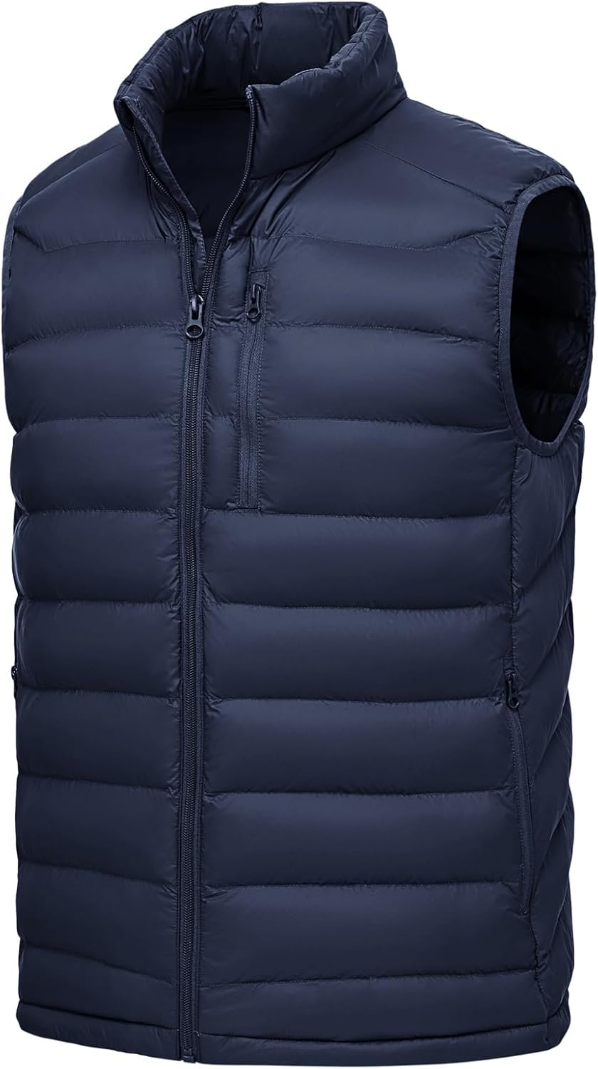 Rdruko Men's Puffer Vest Lightweight Outerwear Winter Warm Outdoor Hiking Casual Vest with 5 Pockets