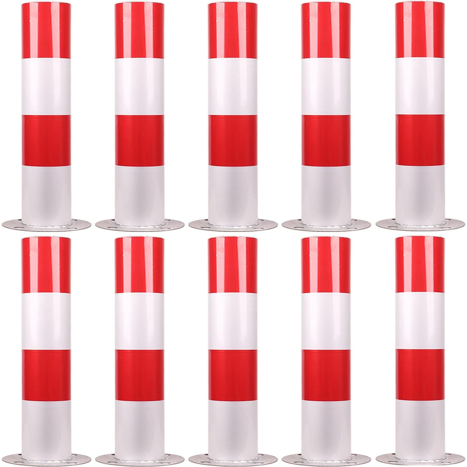 WOTZOV Construction Cone Traffic Delineator Post Safety Bollard Post White Red,Parking Bollards For Traffic Crowd Control,Delineator Posts,Outdoor Control Barriers,H75cm 10pc