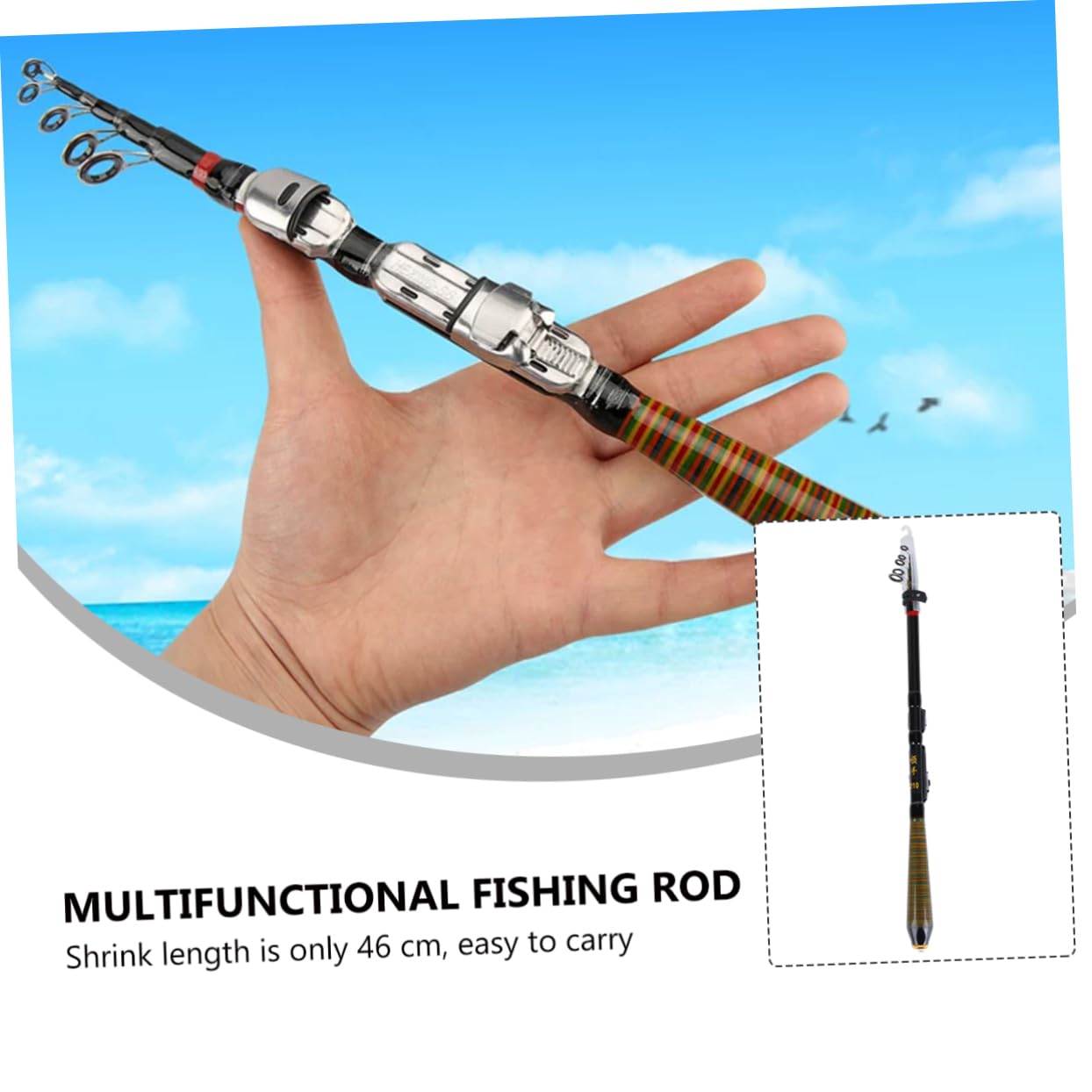 YARNOW Mini Canna da Pesca Casting Rod Breve Canna da Richiamo Canne da Pesca Canna da Pesca da Viaggio Kit da Pesca Tasca Canna da Pesca Portatile Rotante Canna da Pesca Canna da Pesca