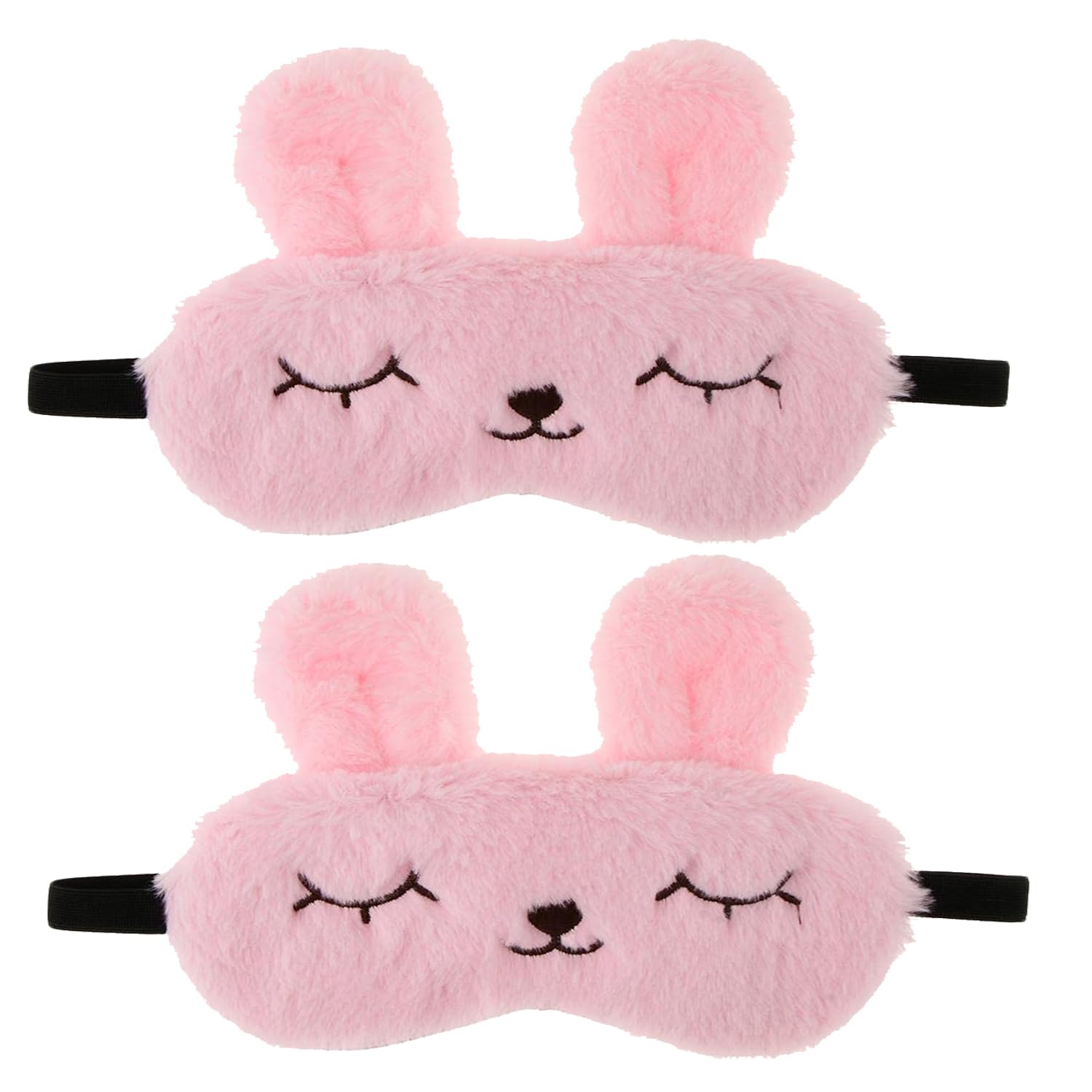 Shuddh Kaaya Cute Pink Furry Bunny Eye Mask for Sleeping (Pack of 2) - Soft Plush Sleepy Rabbit Design Masks for Girls & Kids - Fluffy Travel Eye Cover with Elastic Strap-image-38