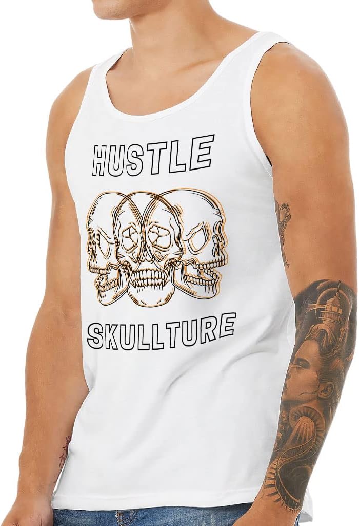 Hustle Skullture Tank - Cool Workout Tank - Skull Jersey Tank