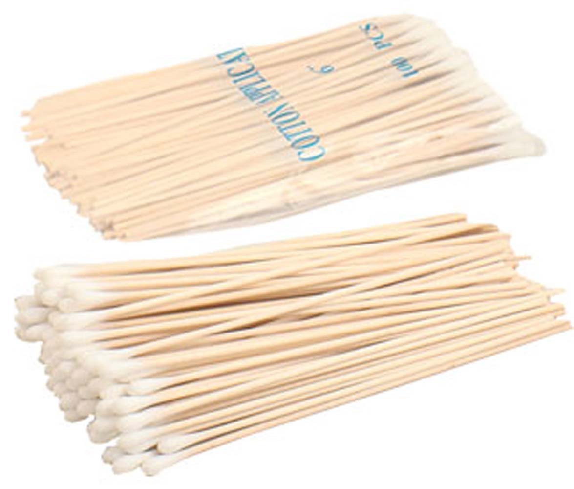 100 Count 6" Single Ended Cotton Swabs With Wooden Sticks-picture-41