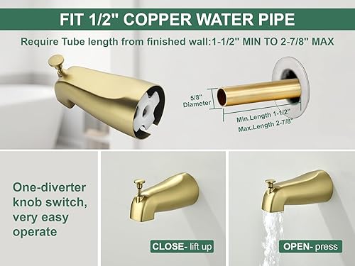 Miniatura 6 de SHAMANDA Juego de grifo de ducha con válvula, juego combinado de grifo de ducha y bañera de cascada con rociador de mano de 5 pulgadas y 9 ajustes,