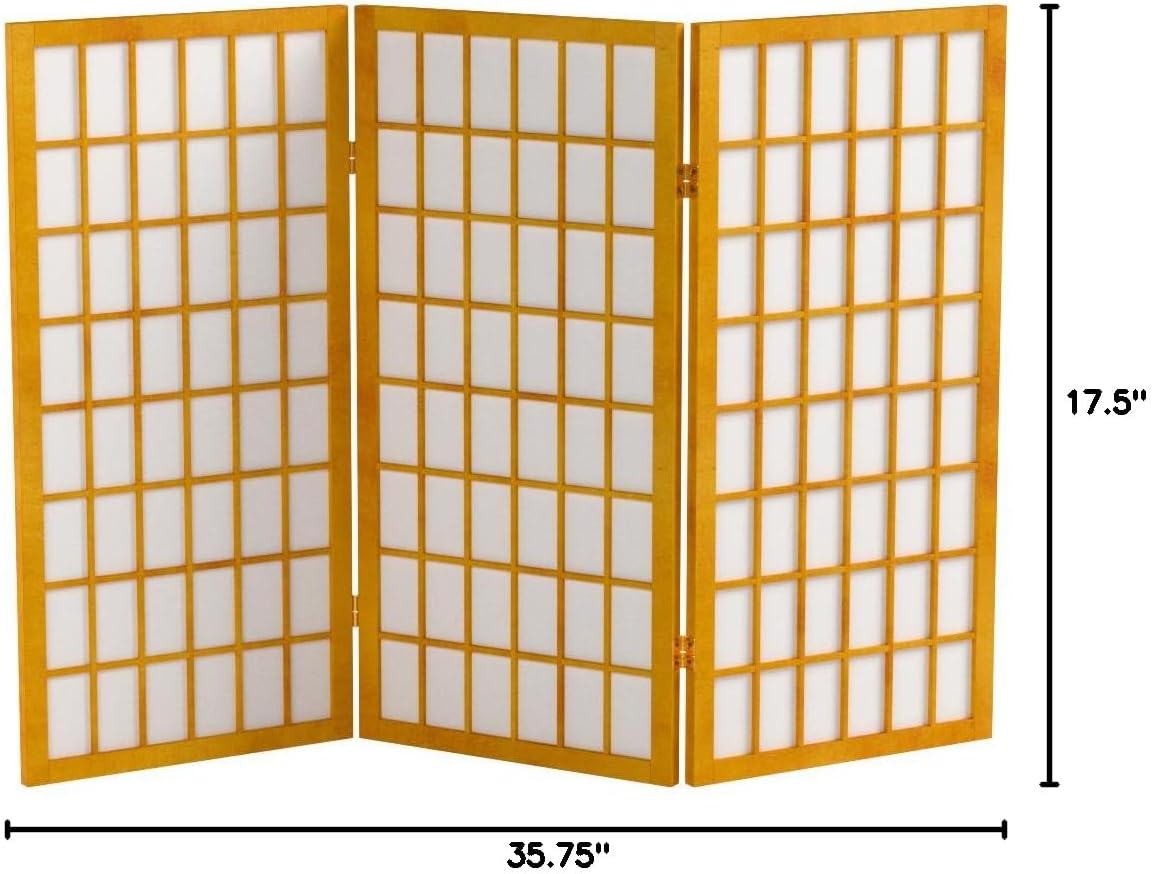 3 ft. Short Window Pane Shoji Screen - Honey - 3 Panels