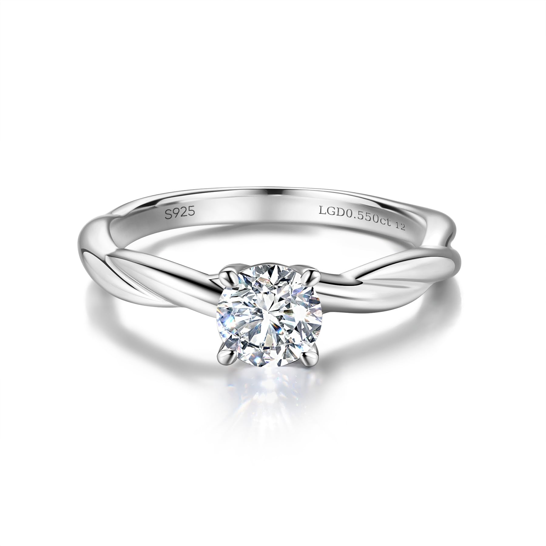 FANCIME 0,3-0,55 Karat Lab-Grown Diamant Ringe Damen, Solitär Diamant Ringe aus 925 Sterling Silber Verlobungsring Hochzeit Valentinstag Schmuck für Damen Frauen Sie (D-E Farbe, VS Clarity)