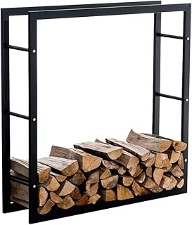 Scaffale Legnaia KERI V3 in Metallo per Camino - Portalegna da Interno per Caminetto I Ferro Verniciato a Polvere Nero Opaco con Tasselli AntiGraffio I Scaffale Legna Camino, Dimensione:25x100x100 cm