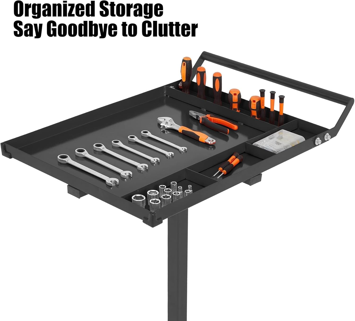 Robust Rolling Tool Tray Cart, 30" x 20" Mobile Workbench with 4 Swivel Casters, Heavy-Duty Steel Garage Work Station, Easy Assembly for Automotive Repair, DIY Projects, Workshop & Jobsite