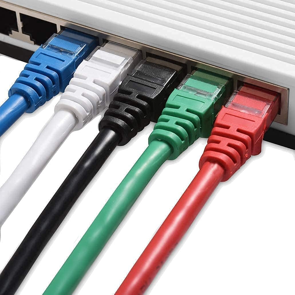 Cable Matters 5-Color Combo Snagless Short Cat6 Ethernet Cable (Cat6 Cable, Cat 6 Cable) 3 ft & 5-Pack Snagless Short Cat6A (SSTP, SFTP) Shielded Ethernet Cable in Black