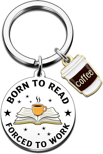 Ikacvb Funny Book Lover Keychain Coffee Gifts For Women Librarian Coworkers