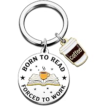 Ikacvb Funny Book Lover Keychain Coffee Gifts For Women Librarian Coworkers Gag Bookish Gifts For Readers Woman Birthday Book Lovers Gift Ideas For Christmas