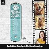 LANOLU retro Blechschild Thermometer GASSI THERMOMETER analog Hunde Deko Garten Vintage Schilder - Blechschild Hund - Hundeliebhaber Geschenke 8x28 cm