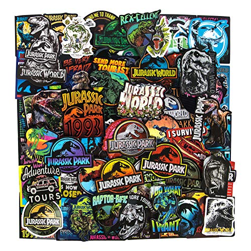 Dinosaur Stickers, Jurassic World Park Stickers, Vinyl Waterproof Stickers Laptop Stickers Water Bottle Stickers for Teens Bicycle Luggage Skateboard Stickers Decals Dinosaur Party Supplies(75pcs)