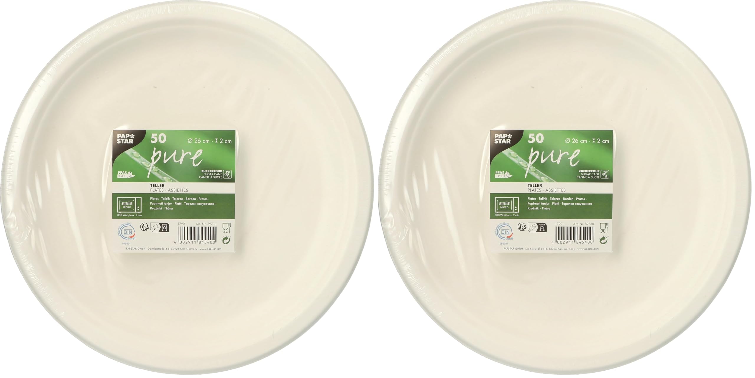 Platos de caña de azúcar PAPSTAR biodegradables de 26 cm para eventos y catering ecológico