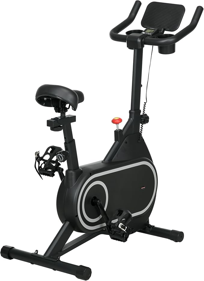 SPORTNOW Bicicleta estática de bicicleta de fitness com resistência ajustável em 8 níveis ecrã LCD volante silencioso