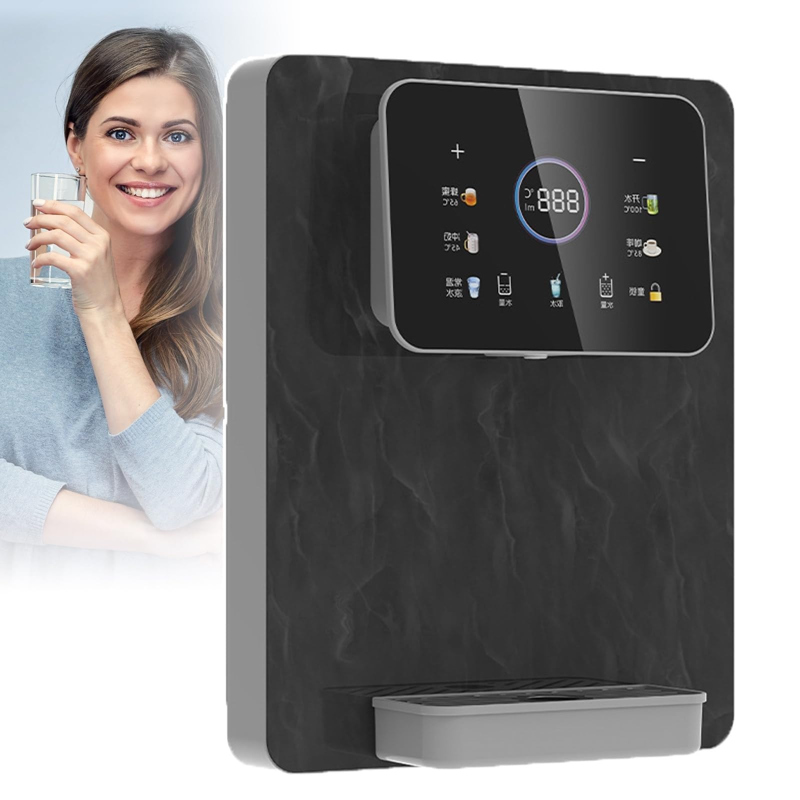Distributore d'acqua da parete con funzione caldo e freddo, controllo touch screen e temperatura regolabile, blocco elettronico per bambini, adatto per casa, ufficio e uso commerciale