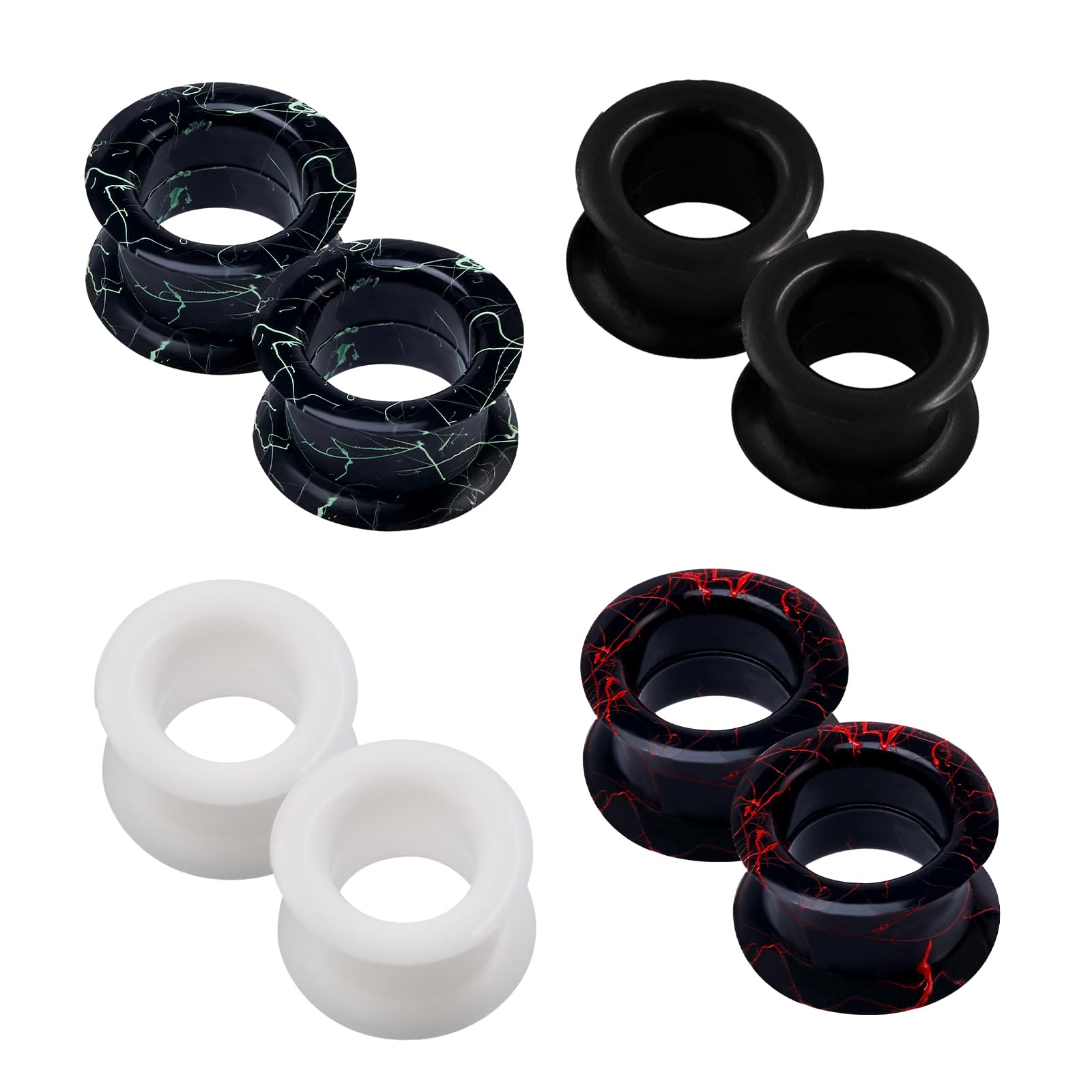 Longbeauty dilatadores de silicona dura oreja piercing doble flared 6 mm - 25 mm