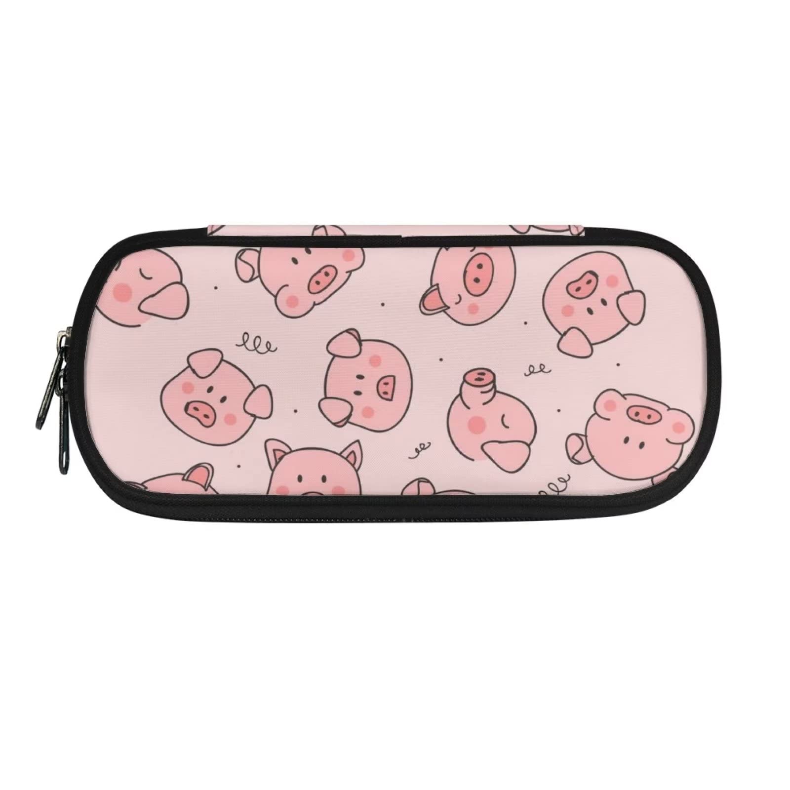 HUGS IDEA Cartoon Pink Pigs Pencil Case for Kid Boys Girls Cosmetic Bag Pouch Holder for Women Aesthetic Stationery Bag School Supplies for Students — image 1