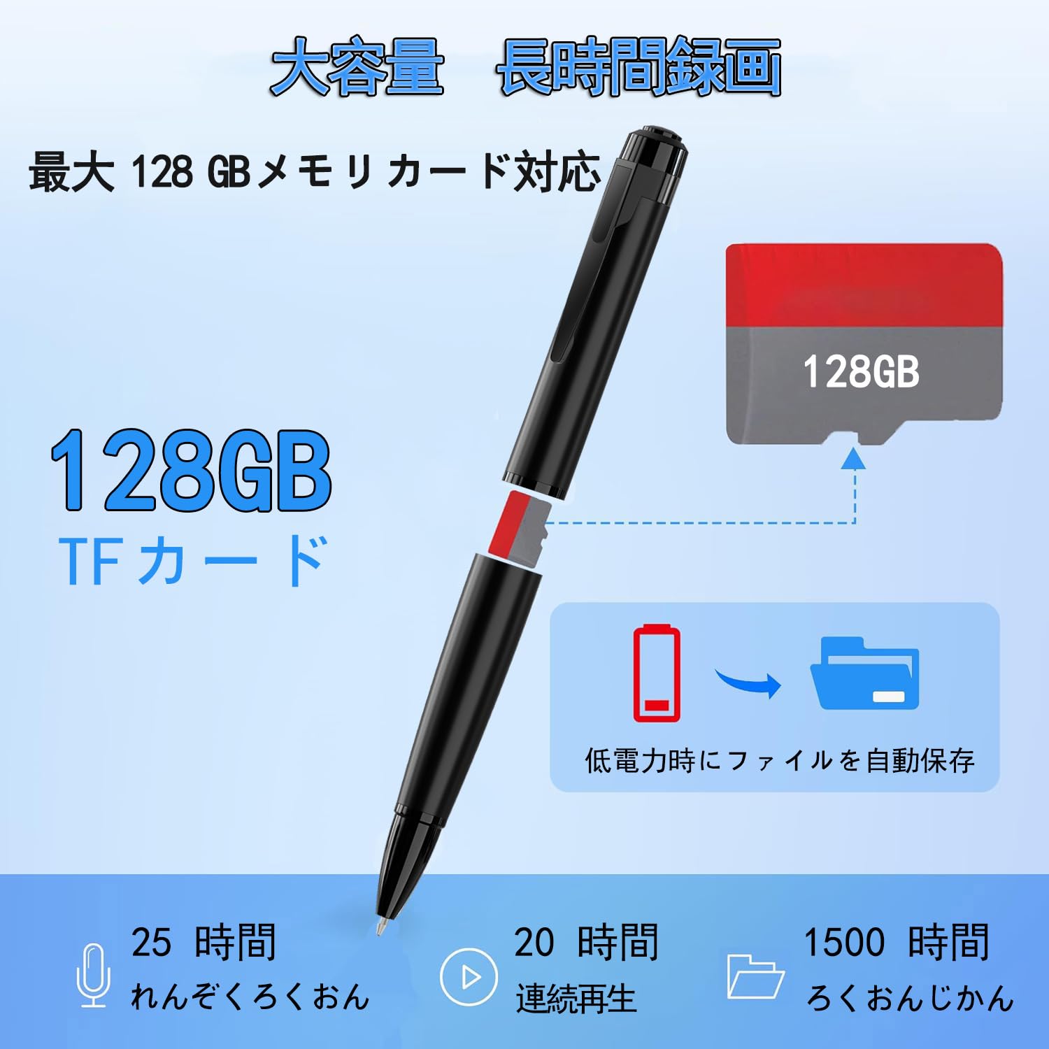 デジタルボイスレコーダー ペン型 ブラック 128GBメモリー付 Amazon.co.jp: ボイスレコーダー ペン型小型ICレコーダー 2026年新型AI