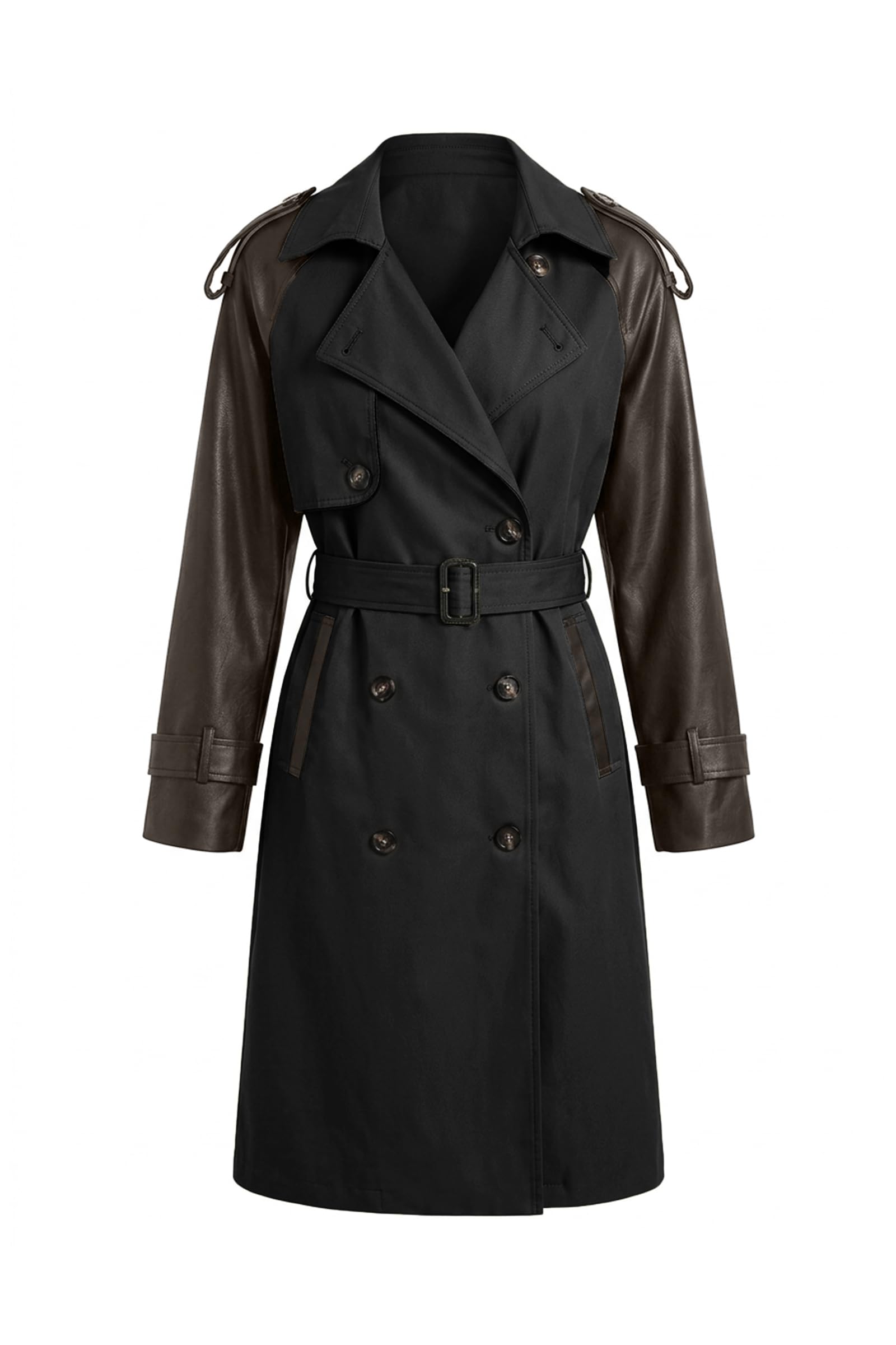 Bellivera Women's Classic Long Windproof Trench Coat With Belted Waist