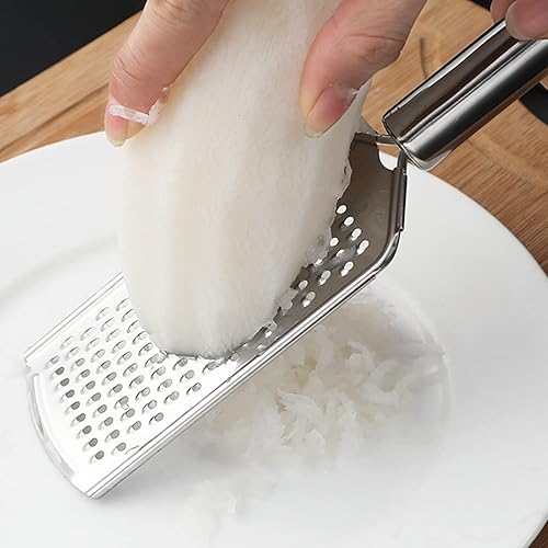 Miniatura 7 de Rallador de queso vegetal, rallador de limón de metal duradero a prueba de óxido con asa, rallador plano de mano para queso, chocolate, especias,