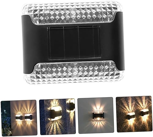 Miniatura 7 de Luxshiny 2 unids luces solares de pared al aire libre cálido resplandor solar accionado cerca iluminación para jardín patio cubierta carga rápida