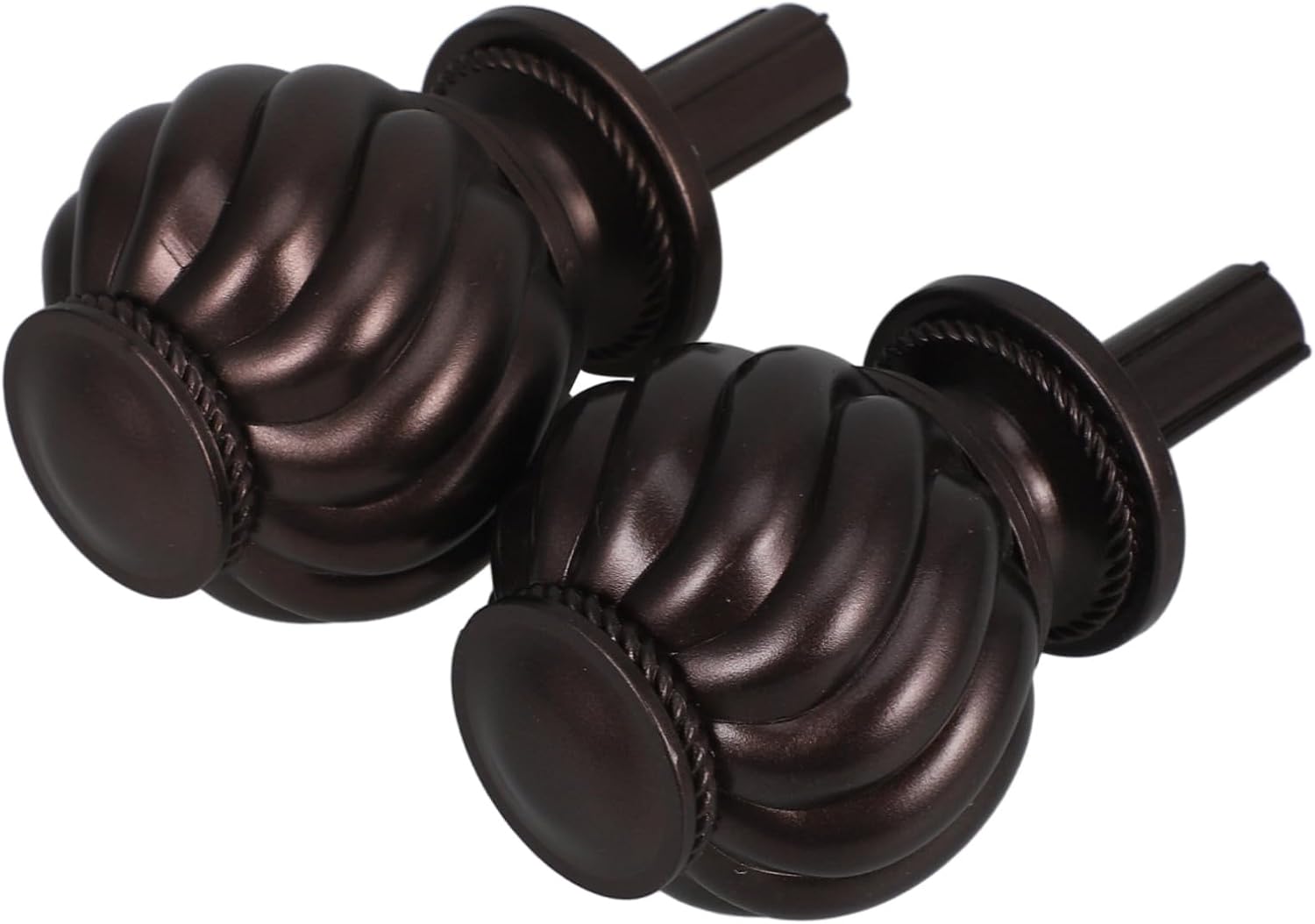 2pcs Vintage Curtain Rod Finials Deep Brown Decorative End Caps for Roman Rods Metal Curtain Pole Accessories Easy to Install Window Treatment Knobs