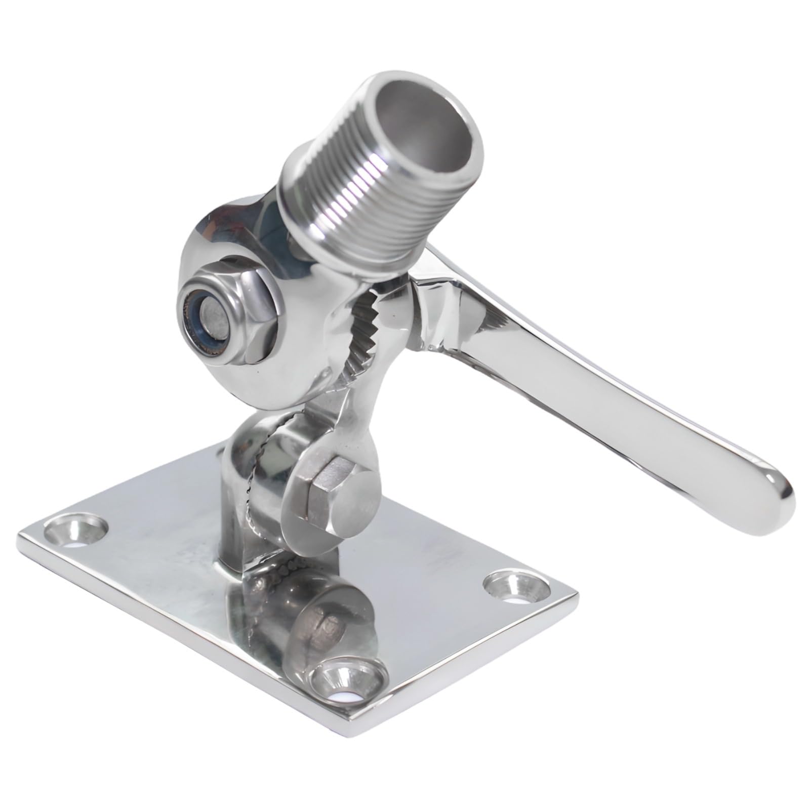 Supporto per antenna marina VHF, in acciaio inox, con regolazione a doppio asse, include 4 viti M6, compatibile con antenna da 2,5 cm