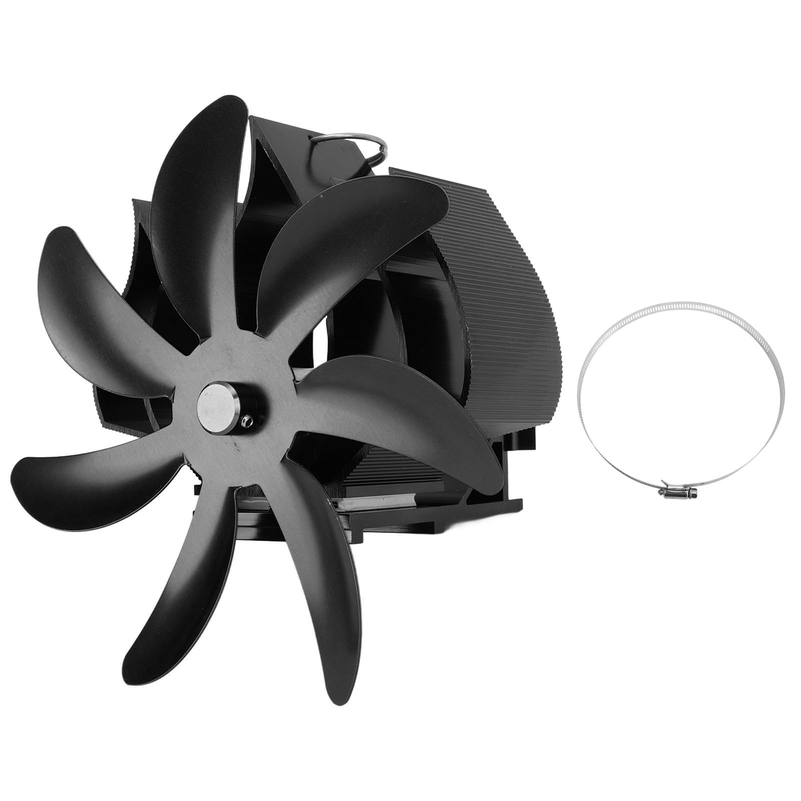 SIXRUN Ventilatore per Stufa a Legna Ventilatore per Caminetto Alimentato a Calore in Lega di Alluminio 7 Pale Design a Basso Rumore da Appendere Alla Parete per Camino Domestico Stufa a Legna