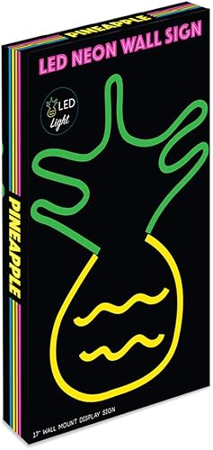 Miniatura 2 de Isaac Jacobs Letrero de pared LED neón de 17 x 10 pulgadas con diseño de piña amarilla y verde para luz fría, arte de pared, decoración de