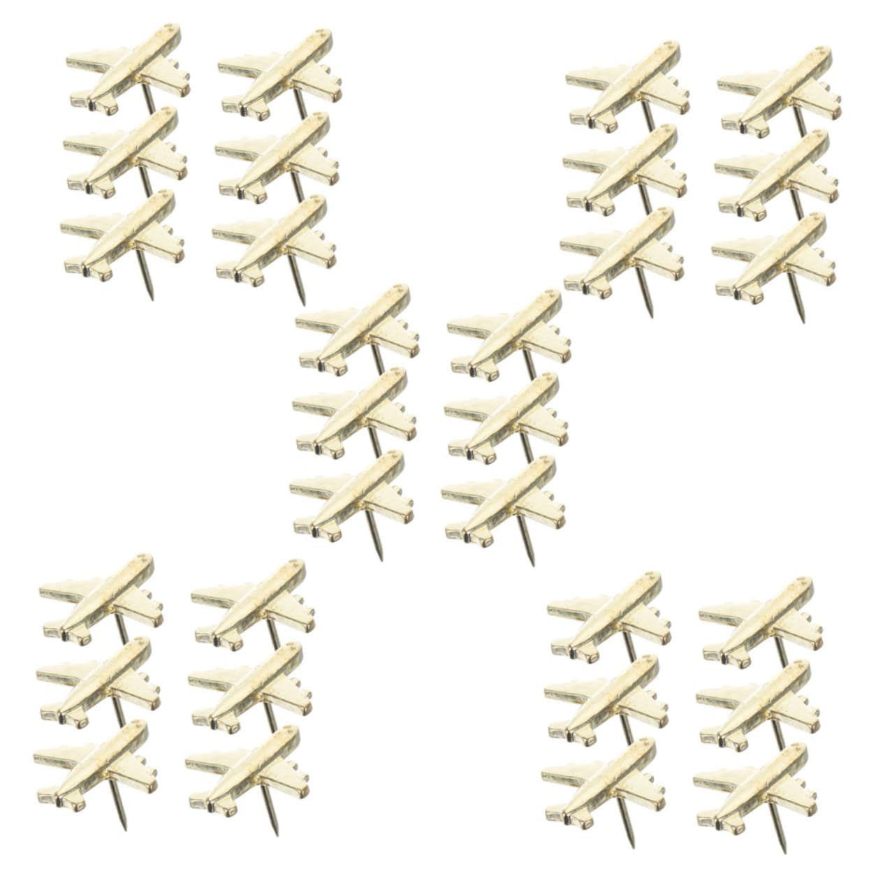 LALAFINA 120stücke Flugzeug Pinnnadeln Kreative Push Für Fotos Karten Und Notizen Zubehör Für Pinnwände Büro Und Schule Dekorative Wandstecker Goldfarbe