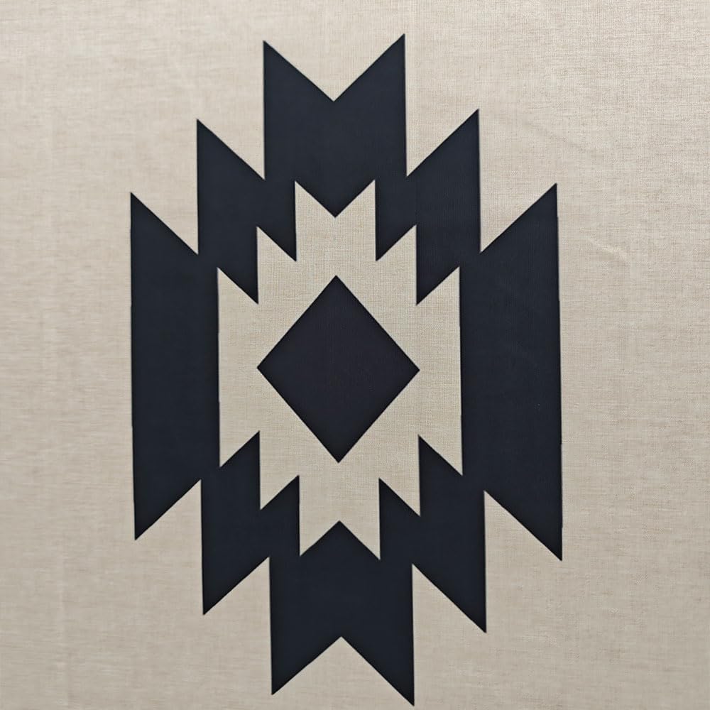 Southwestern Linen Shower Curtain Aztec Geometric Shapes Fabric Shower Curtain Set with Hooks, Ethnic Boho Farmhouse Shower Curtains for Bathroom, 71x84 Bath Curtain