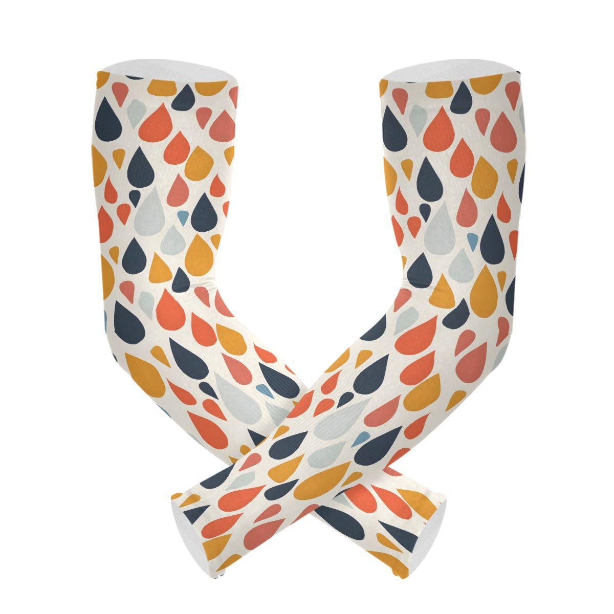 ALAZA Raindrop Colorful Gardening Sleeves Cooling Arm Sleeves Sun Protection Thumb Hole Arm Covers for Women Men