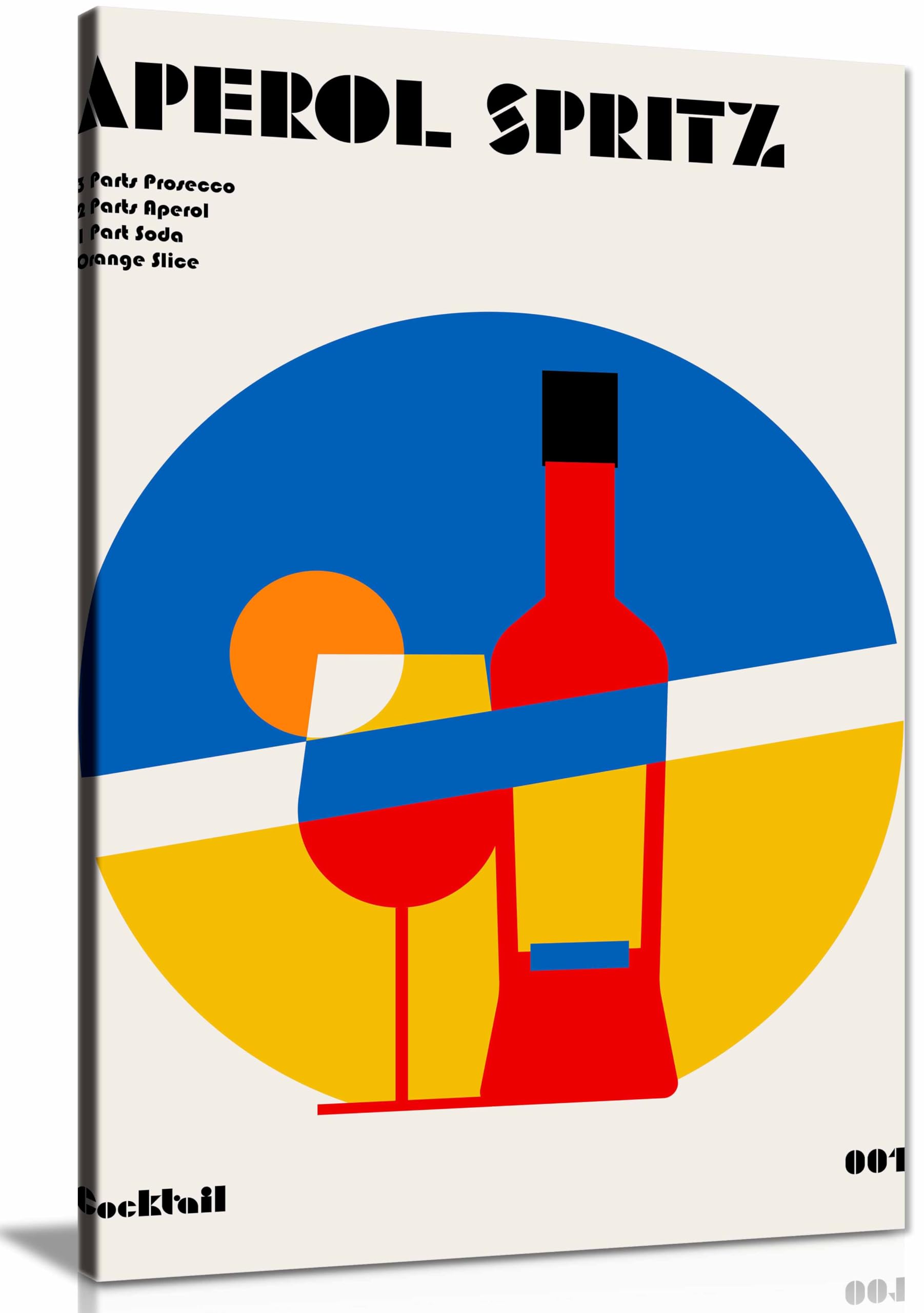 Aperol Spritz Cocktail Bauhaus Art Print Framed Canvas Print, Pictures for Home Walls, Bedroom, Living Room & Bathroom Decor 61x41cm (24x16in)