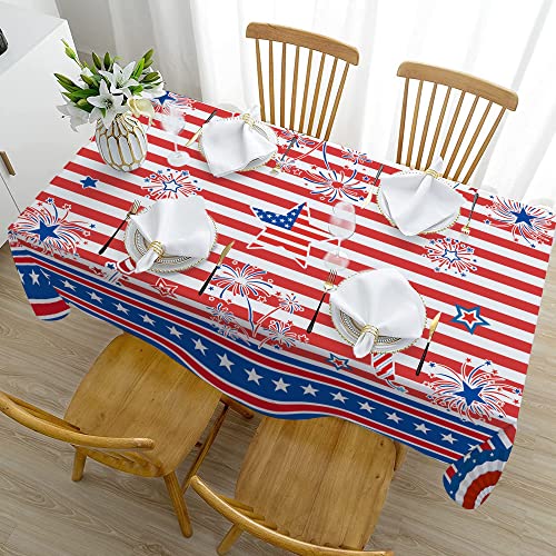 4Th Of July Tablecloth, Patriotic Table Cloth For Rectangle Tables 60X120, 4Th Of July Decorations American Flag Washable Polyester Vintage Table Cover For Picnic Party Outdoor Dinner Dining Room #TOP3