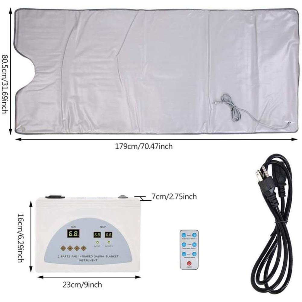 Manta Plateada para Sauna de Infrarrojos lejanos, Moldeador de Cuerpo, pérdida de Peso, Sauna, Manta Adelgazante, máquina de Terapia de desintoxicación para SPA Personal, 2 Zonas (A)