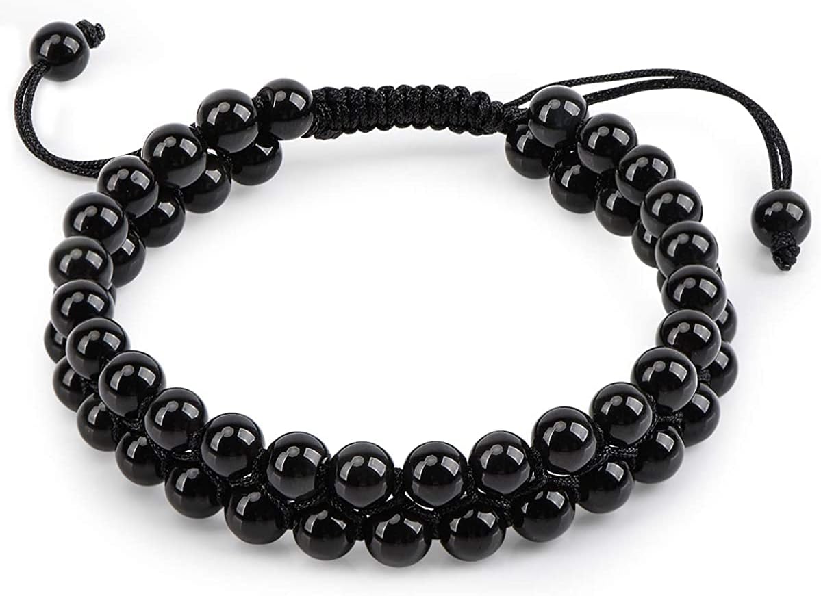 Unisex Adult Black Tourmaline Bracelet Aaa Quality Certified Black Tourmaline Bracelet Double Layer 6Mm Beads Size