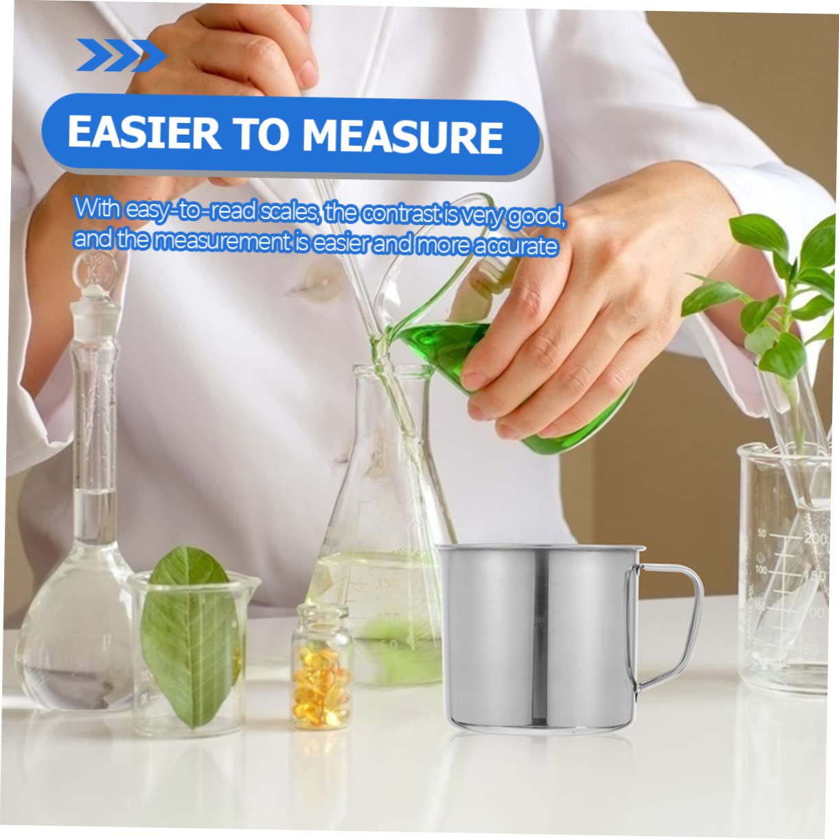 IMIKEYA 3 Pièces Bécher De Laboratoire Tasse à Mesurer En Métal Tasse D'échelle Béchers Gobelets En Verre Pot à Expresso Pichet Verseur Acier Inoxydable Tasse De Mélange Café